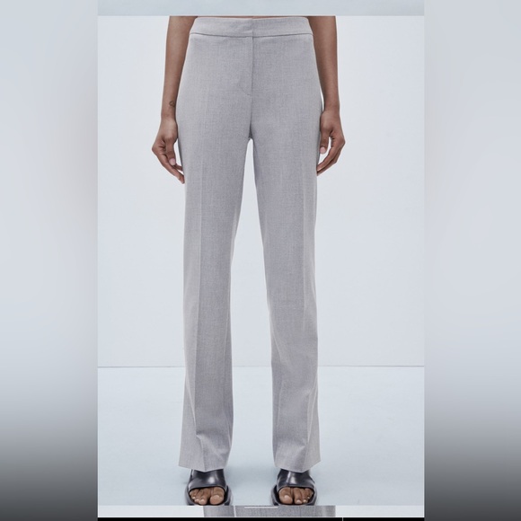 zara slit hem cigarette pants gray xs - Picture 4 of 4